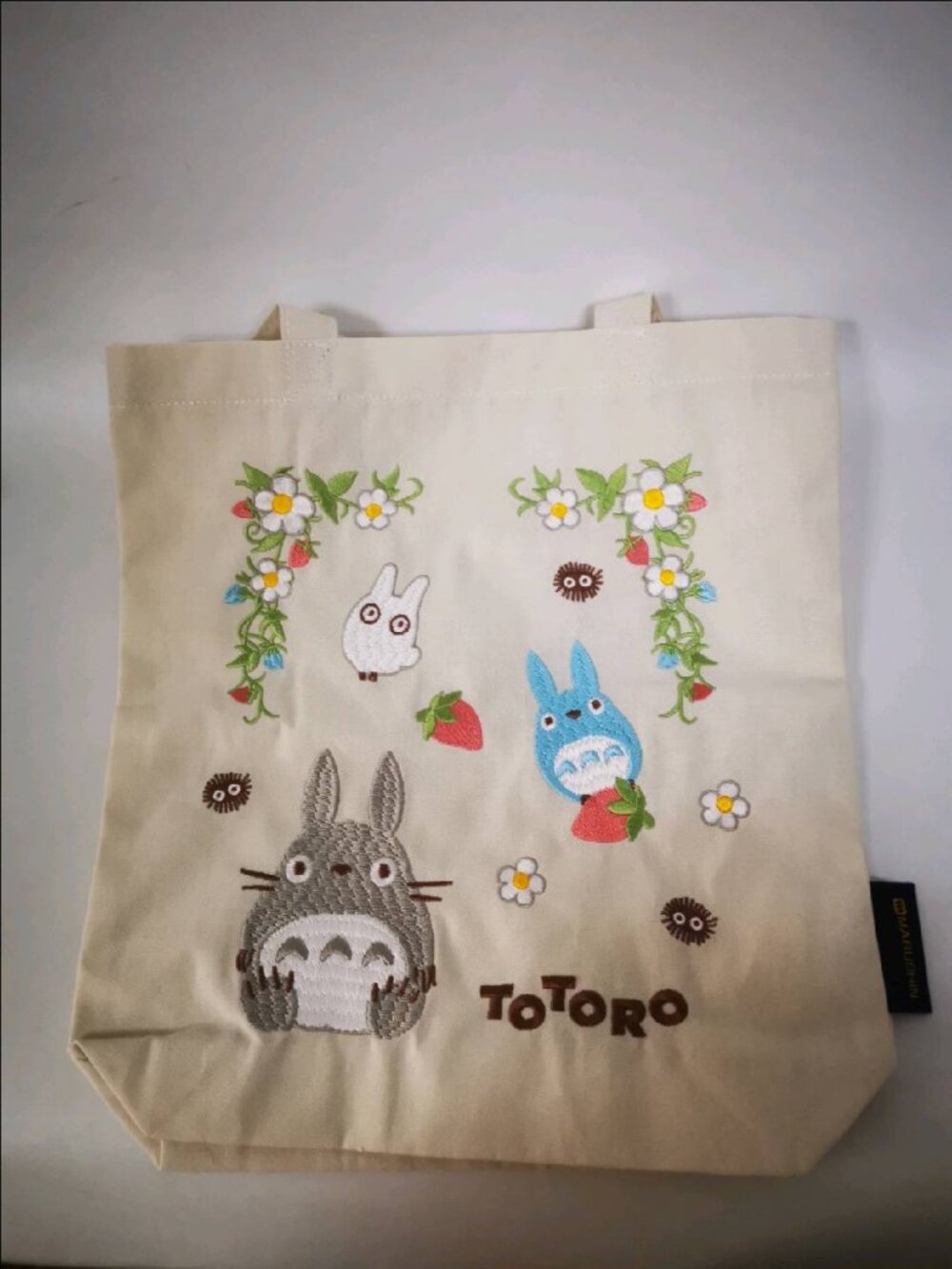TOTORO Embroidered Cartoon Canvas Shoulder Bag Casual Student Travel Bag